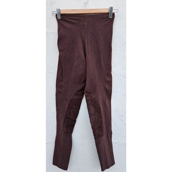 Vintage 90s Equestrian Design Riding Pants Small Brown Pull On Leggings Suede - Picture 1 of 12